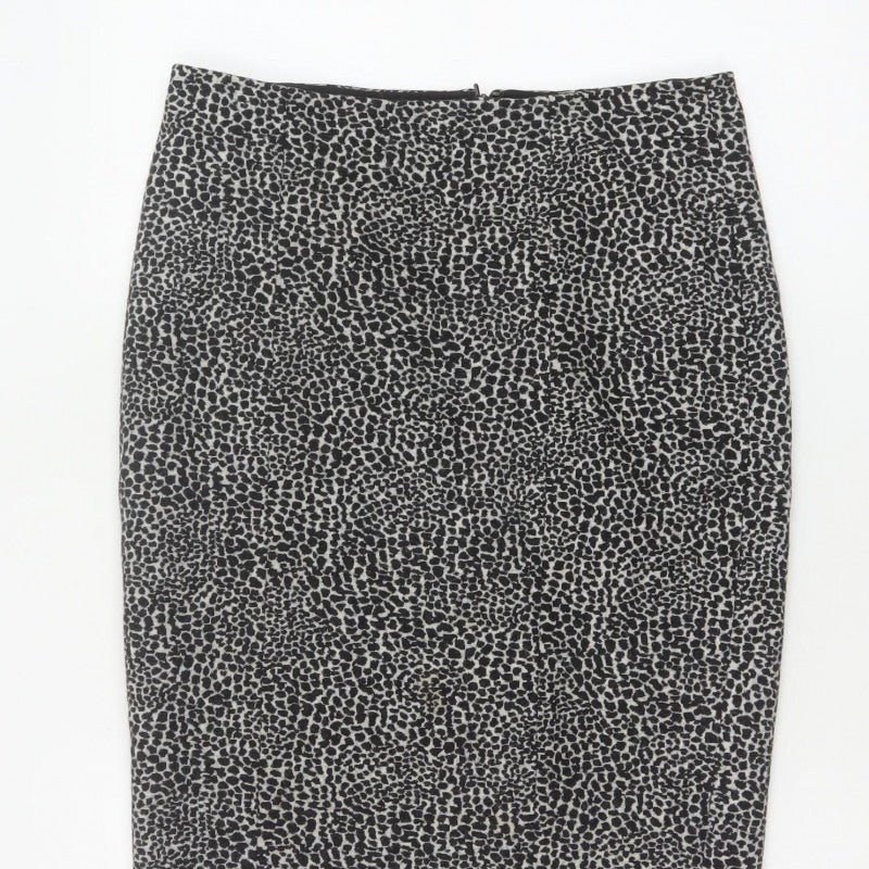 Lobbs London Women Grey Leopard Print Pencil Skirt UK 10 Knee Length