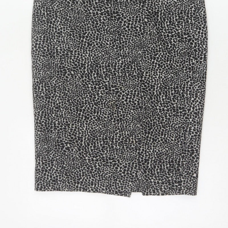 Lobbs London Women Grey Leopard Print Pencil Skirt UK 10 Knee Length