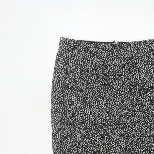 Lobbs London Women Grey Leopard Print Pencil Skirt UK 10 Knee Length