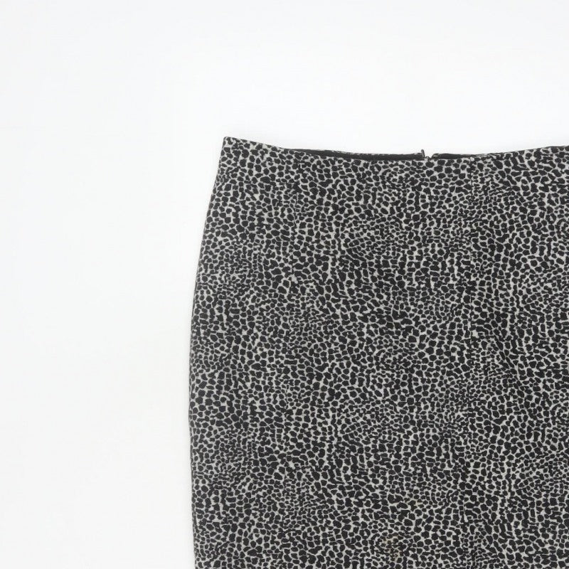 Lobbs London Women Grey Leopard Print Pencil Skirt UK 10 Knee Length