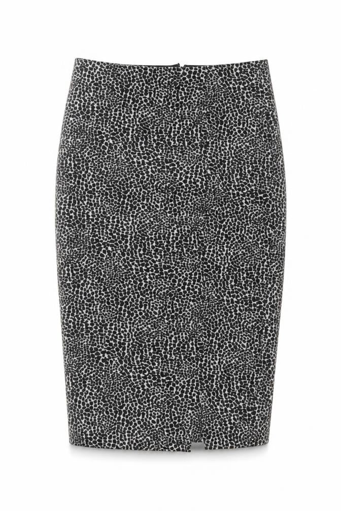 Lobbs London Women Grey Leopard Print Pencil Skirt UK 10 Knee Length