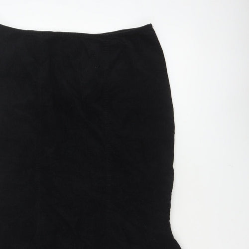 Per Una Women’s Black UK 16 Velvet Midi Trumpet Skirt Flared Hem