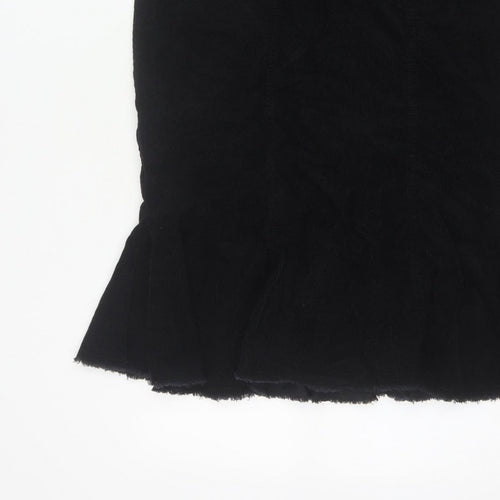 Per Una Women’s Black UK 16 Velvet Midi Trumpet Skirt Flared Hem