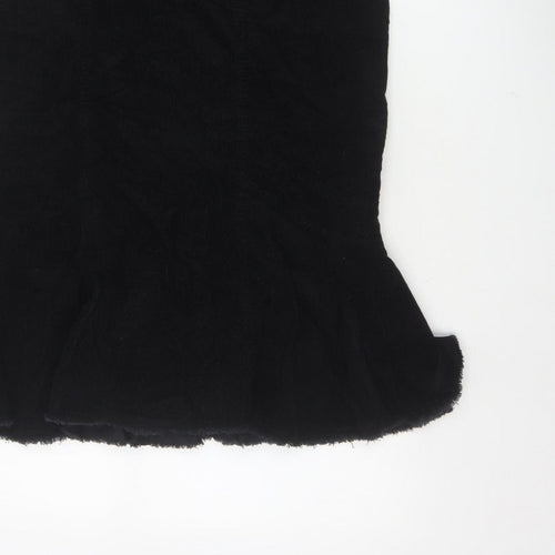 Per Una Women’s Black UK 16 Velvet Midi Trumpet Skirt Flared Hem