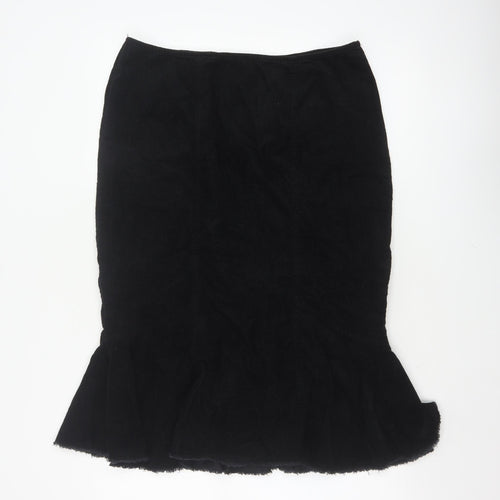 Per Una Women’s Black UK 16 Velvet Midi Trumpet Skirt Flared Hem