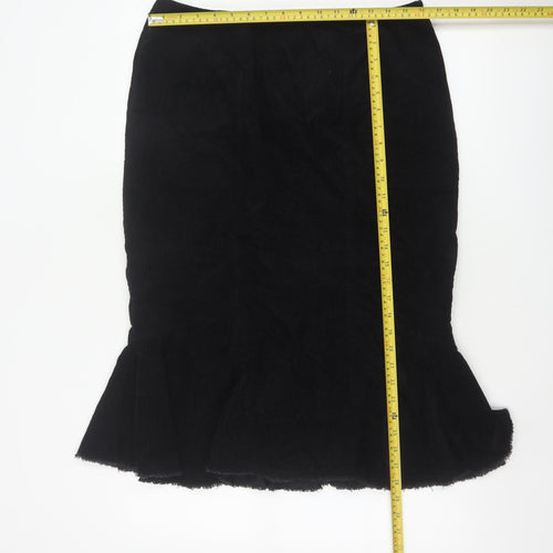 Per Una Women’s Black UK 16 Velvet Midi Trumpet Skirt Flared Hem