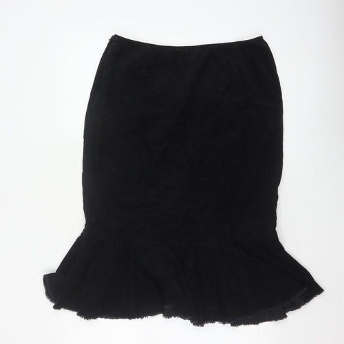 Per Una Women’s Black UK 16 Velvet Midi Trumpet Skirt Flared Hem