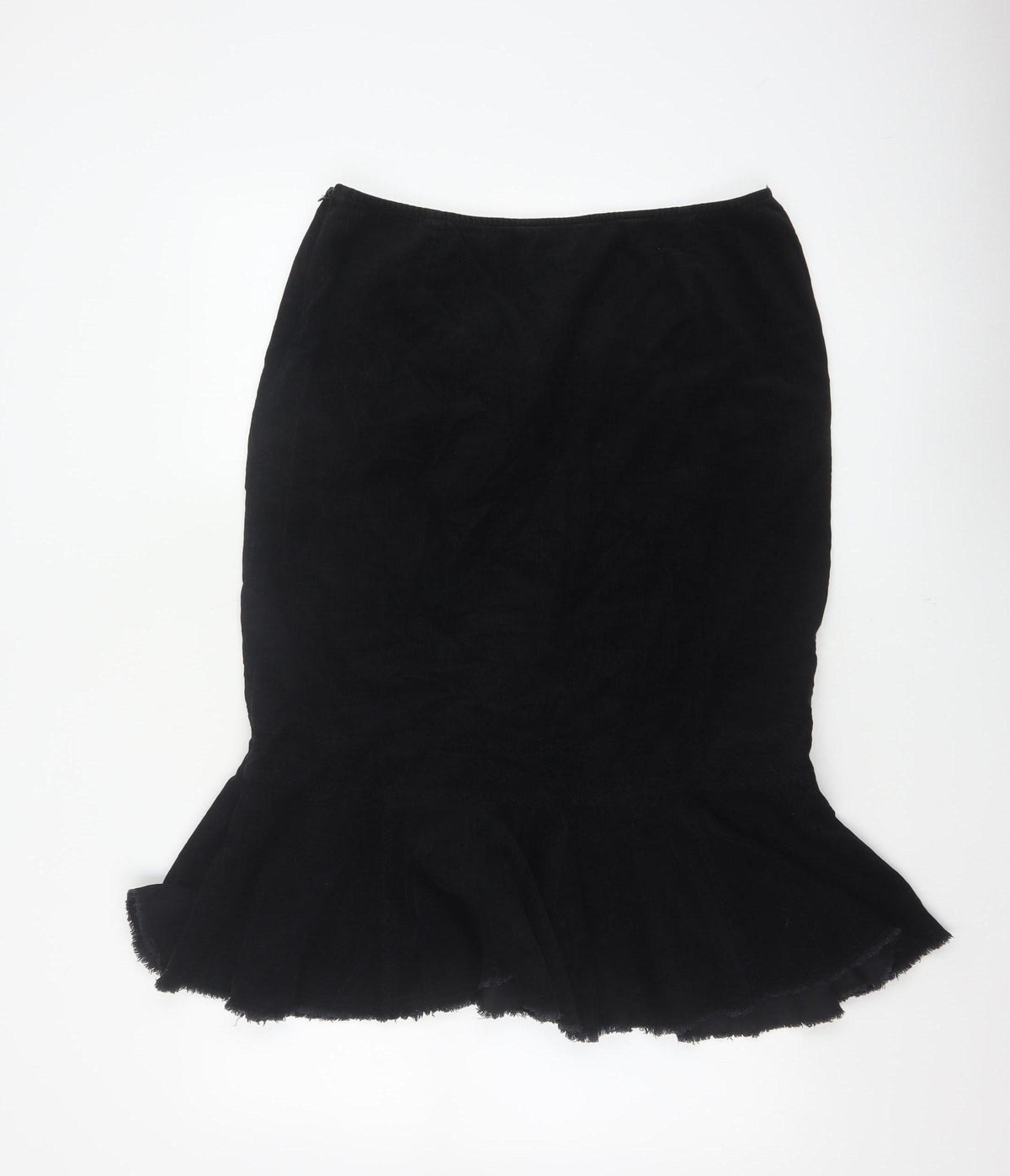 Per Una Women’s Black UK 16 Velvet Midi Trumpet Skirt Flared Hem