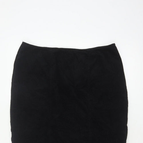 Per Una Women’s Black UK 16 Velvet Midi Trumpet Skirt Flared Hem
