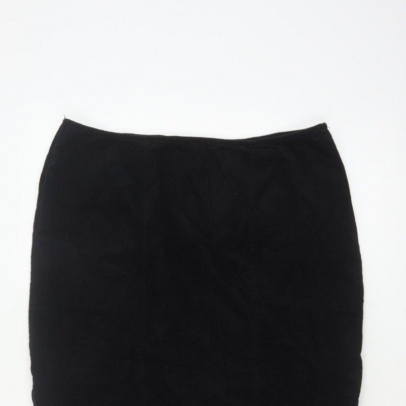 Per Una Women’s Black UK 16 Velvet Midi Trumpet Skirt Flared Hem