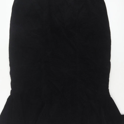 Per Una Women’s Black UK 16 Velvet Midi Trumpet Skirt Flared Hem