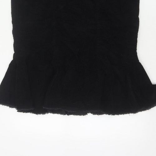 Per Una Women’s Black UK 16 Velvet Midi Trumpet Skirt Flared Hem