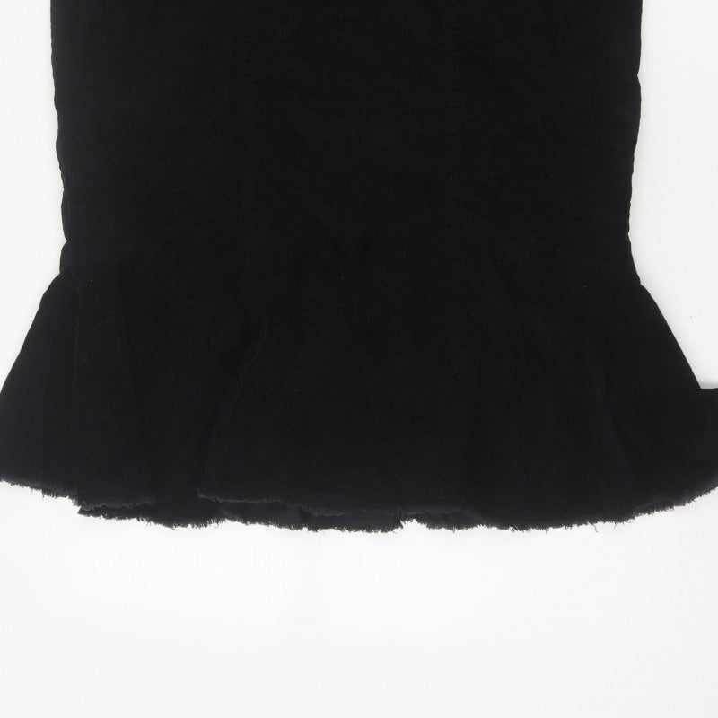 Per Una Women’s Black UK 16 Velvet Midi Trumpet Skirt Flared Hem