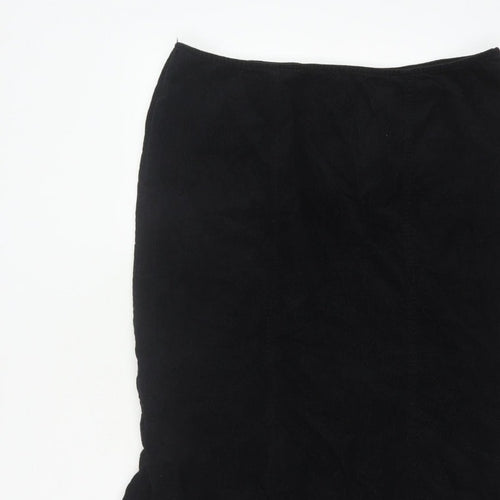 Per Una Women’s Black UK 16 Velvet Midi Trumpet Skirt Flared Hem