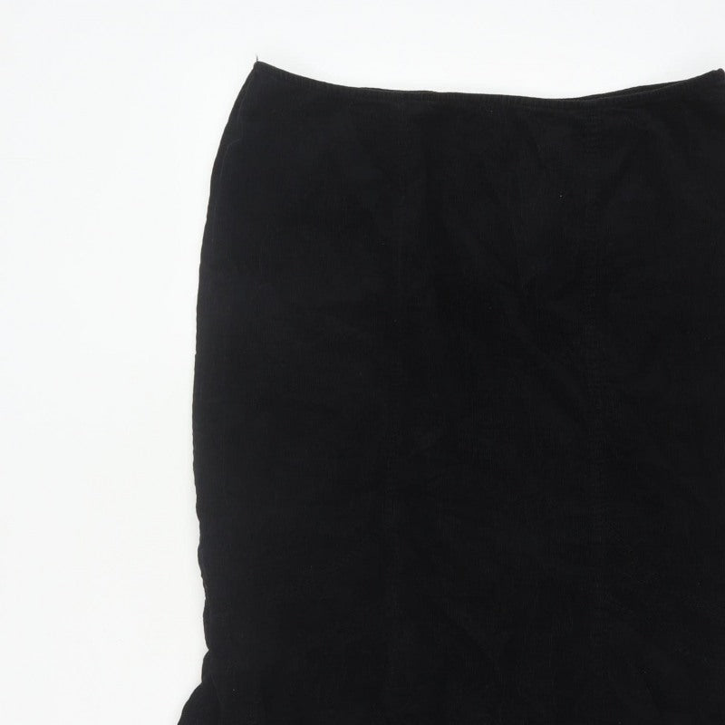 Per Una Women’s Black UK 16 Velvet Midi Trumpet Skirt Flared Hem