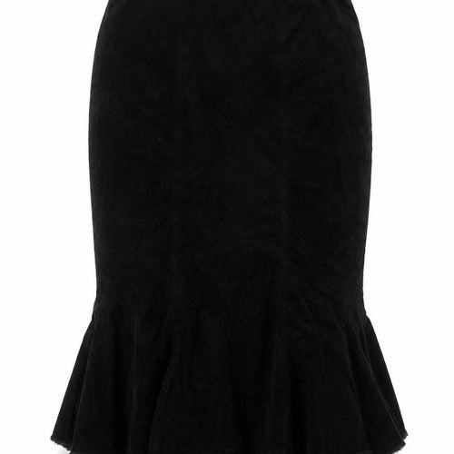 Per Una Women’s Black UK 16 Velvet Midi Trumpet Skirt Flared Hem