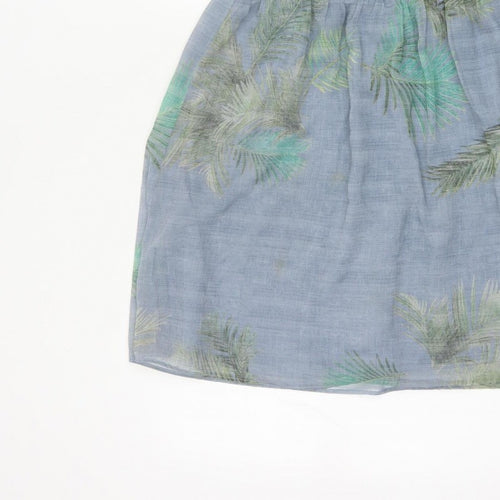 Pull&Bear Women Blue UK 12 Strapless Mini Tropical Chiffon Dress