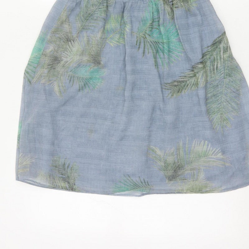 Pull&Bear Women Blue UK 12 Strapless Mini Tropical Chiffon Dress