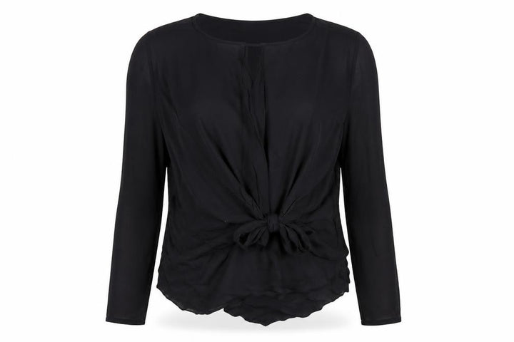 Mint Velvet Women Black UK 10 Wrap Tie Long Sleeve Blouse