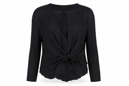 Mint Velvet Women Black UK 10 Wrap Tie Long Sleeve Blouse