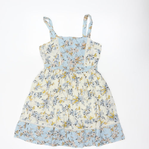 Miss Selfridge Women Blue Floral Fit & Flare Petite UK 8 Dress