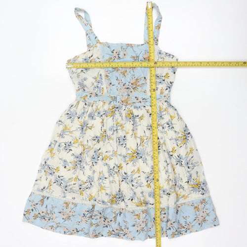 Miss Selfridge Women Blue Floral Fit & Flare Petite UK 8 Dress
