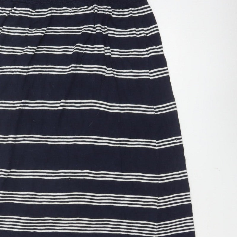 Fat Face Women's Navy White Stripe Maxi Skirt Size 10 Elastic Waist