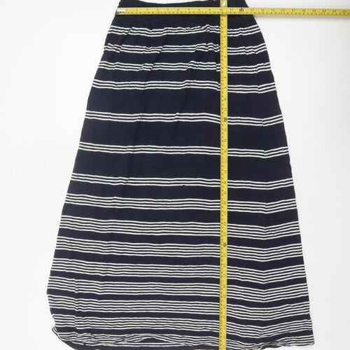 Fat Face Women's Navy White Stripe Maxi Skirt Size 10 Elastic Waist