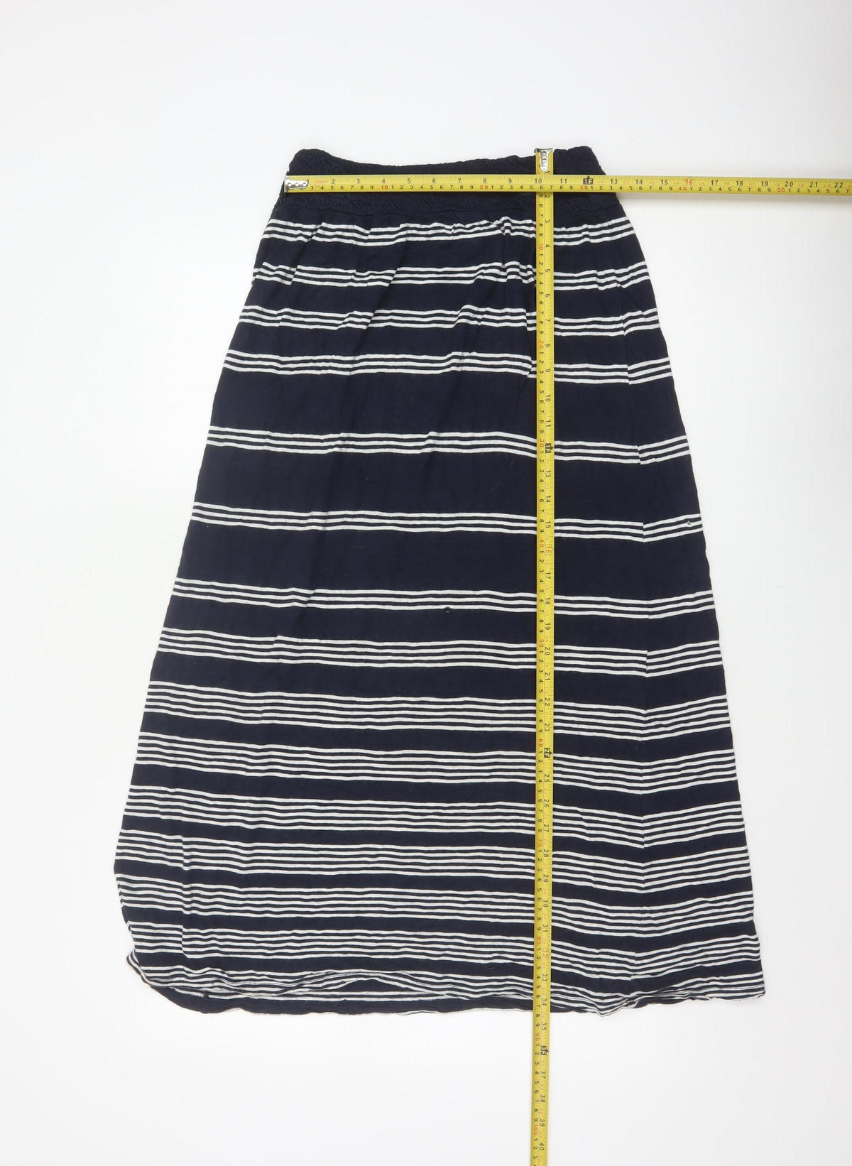 Fat Face Women's Navy White Stripe Maxi Skirt Size 10 Elastic Waist