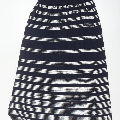 Fat Face Women's Navy White Stripe Maxi Skirt Size 10 Elastic Waist