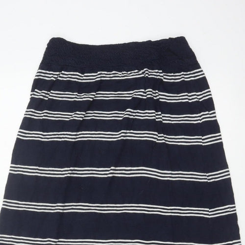 Fat Face Women's Navy White Stripe Maxi Skirt Size 10 Elastic Waist