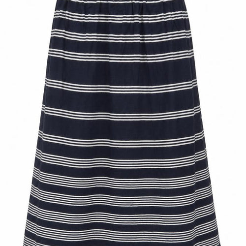 Fat Face Women's Navy White Stripe Maxi Skirt Size 10 Elastic Waist