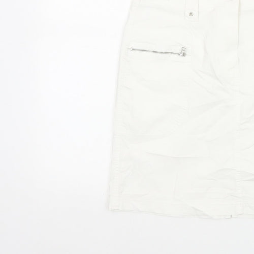 Marks & Spencer Women White UK 10 Cargo Mini Skirt Pockets Buckle