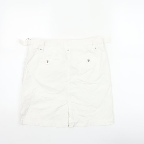 Marks & Spencer Women White UK 10 Cargo Mini Skirt Pockets Buckle