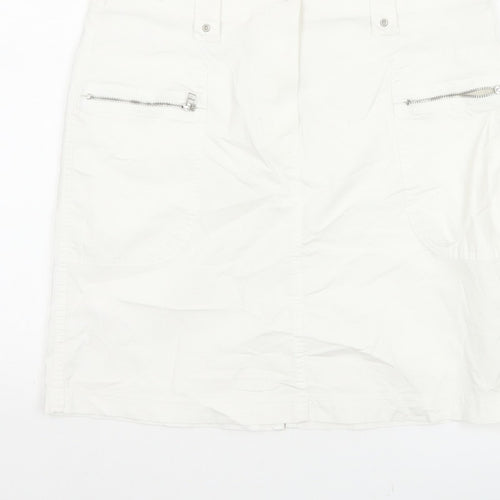 Marks & Spencer Women White UK 10 Cargo Mini Skirt Pockets Buckle