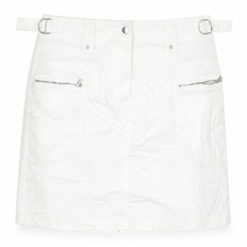 Marks & Spencer Women White UK 10 Cargo Mini Skirt Pockets Buckle