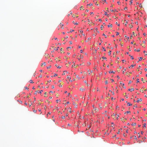M&S x Ghost Women’s Pink Floral UK 8 Knee Length Wrap Dress Belted