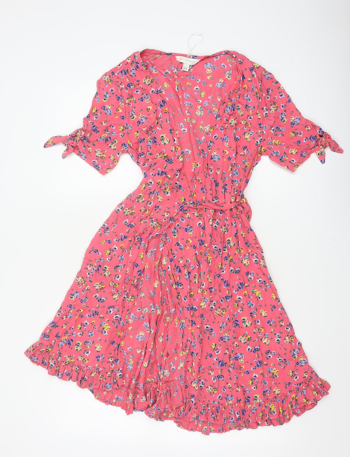 M&S x Ghost Women’s Pink Floral UK 8 Knee Length Wrap Dress Belted