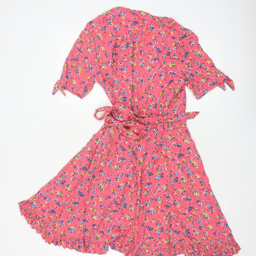 M&S x Ghost Women’s Pink Floral UK 8 Knee Length Wrap Dress Belted