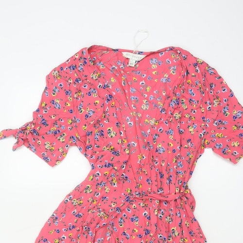 M&S x Ghost Women’s Pink Floral UK 8 Knee Length Wrap Dress Belted