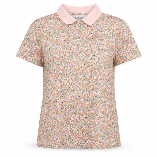 Lands' End Women’s Multicoloured Floral Cotton Polo Top Size L