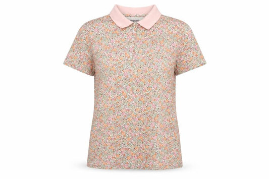 Lands' End Women’s Multicoloured Floral Cotton Polo Top Size L