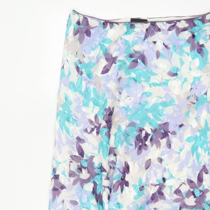 Jacques Vert Women's Multicoloured UK 16 Floral Silk Blend Flare Long Skirt