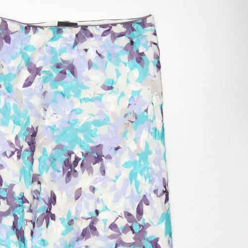 Jacques Vert Women's Multicoloured UK 16 Floral Silk Blend Flare Long Skirt