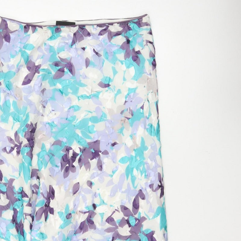 Jacques Vert Women's Multicoloured UK 16 Floral Silk Blend Flare Long Skirt
