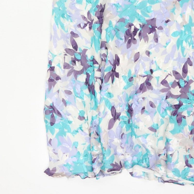 Jacques Vert Women's Multicoloured UK 16 Floral Silk Blend Flare Long Skirt