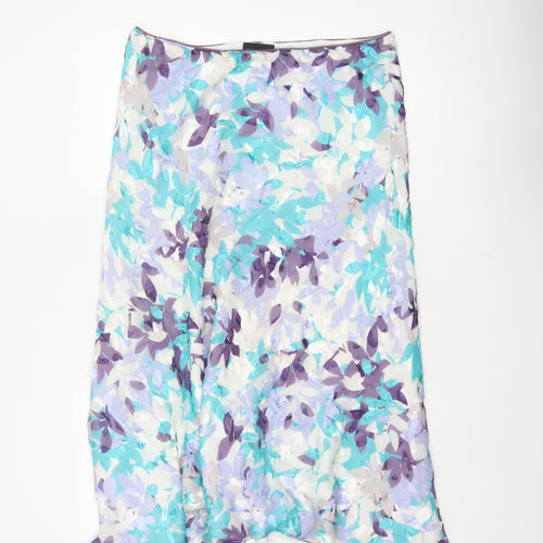 Jacques Vert Women's Multicoloured UK 16 Floral Silk Blend Flare Long Skirt