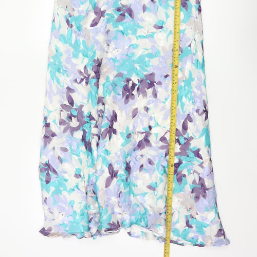 Jacques Vert Women's Multicoloured UK 16 Floral Silk Blend Flare Long Skirt