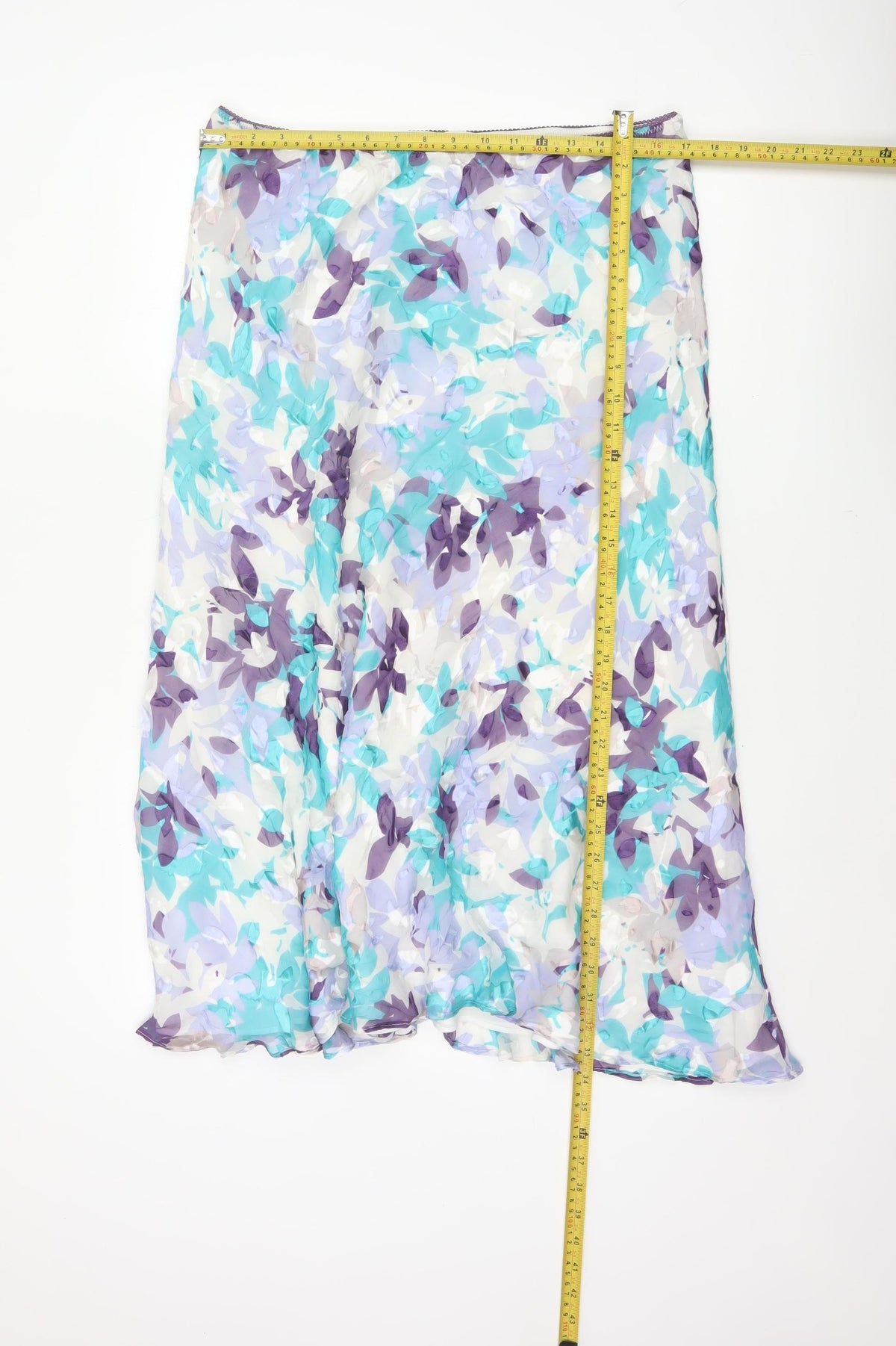 Jacques Vert Women's Multicoloured UK 16 Floral Silk Blend Flare Long Skirt