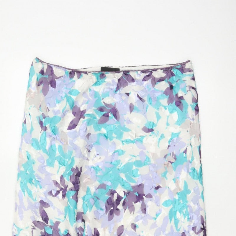 Jacques Vert Women's Multicoloured UK 16 Floral Silk Blend Flare Long Skirt